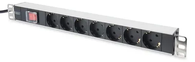 Image de Multiprise 19 pouces avec interrupteur - 1 U - 7 prises - CEE 7/7 - 4000 W - 16 A