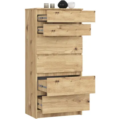 Produktbild von AKORD Furniture Factory OP0PK-6ART001, Eiche, 6 Schublade(n), Matt, 16 mm, 51 cm, 400 mm