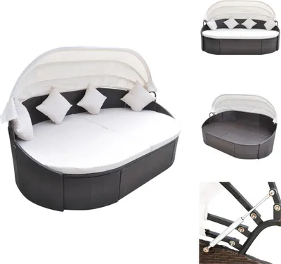 Produktbild von vidaXL Outdoor-Loungebett mit Dach Poly Rattan Braun -  Gartenbetten