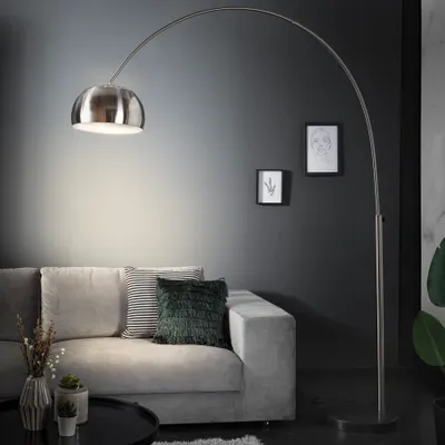 Produktbild von Ausziehbare Bogenlampe LOUNGE DEAL 170-210cm chrom gebürstet Marmorfuß Stehlampe Bogenleuchte Wohnzimmerlampe