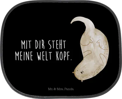 Produktbild von Mr. & Mrs. Panda Auto Sonnenschutz Otter Kopfüber - Schwarz - Geschenk, hitzeschutz, Seeotter, Fenster, Verliebt, für Autoscheiben, Verknallt, pkw, Liebe, Niedlich, Fürs