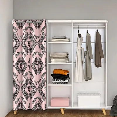 Zdjęcie produktu dla Zasłona okienna, wzór kwiatowy, tkanina żakardowa, mikrofibra, kolor różowy i czarny, wymiary 150x203 cm