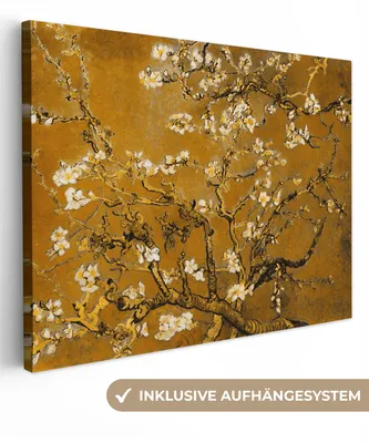 Obrázok produktu pre MuchoWow® - Plátno - Mandľový kvet - Umenie - Van Gogh - Zlatá, nástenná maľba, nástenné dekorácie obrazy obývacia izba, 120x90cm