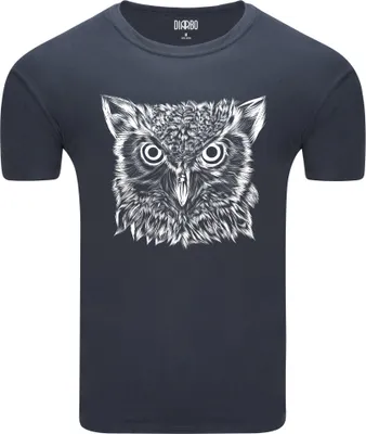 Produktbild von Diarbo Herren T-Shirt mit Tierliebhaber Druck Eulenkopf-Skizze Dunkelgrau Gr.L