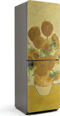 Zdjęcie produktu dla Słoneczniki Van Gogha - magnetyczna osłona na lodówkę - magnetyczna osłona na lodówkę - magnes na lodówkę - samoprzylepna tablica magnetyczna - folia magnetyczna na drzwi lodówki - 60x180 cm