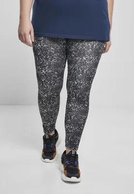 Zdjęcie produktu dla Damskie legginsy Urban Classics Ladies AOP Leggings czarno-białe – rozmiar M