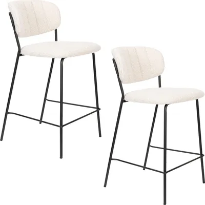 Produktbild von Housecraft Living Jolien Barhocker 65 cm Schwarz/ Bouclé - 2 er Set
