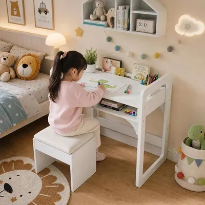 Imagen del producto de Escritorio infantil con silla y espacio de almacenamiento