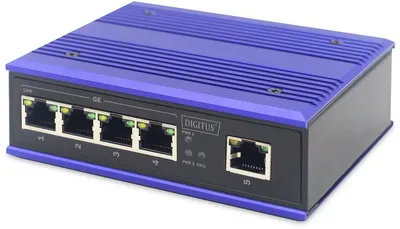 Produktbild von DIGITUS 4 Port Gigabit Netzwerk Switch, Industrial, Unmanaged, 1 RJ45 Uplink