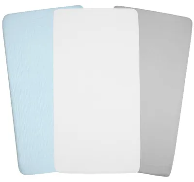 Produktbild von 3er Set Wiegen Spannlaken Baumwollgaze - 40 x 80 cm - Blau | by SEVIRA KIDS