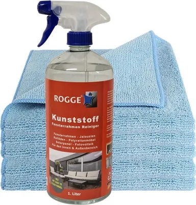 Produktbild von Kunststoff Fensterrahmen Reiniger SparSet All-in-One Profi Reiniger. 1. Liter gebrauschsfertiger Allesreiniger inkl. 5x Microfasertücher-SuperSoft