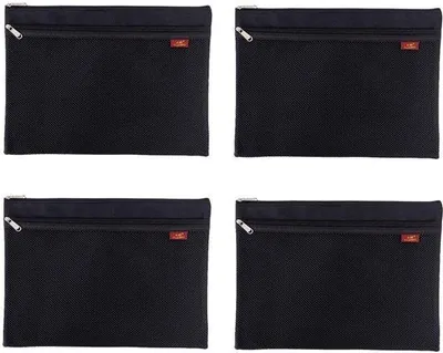 Produktbild von Schwarze Nylon-Mesh-Taschen mit Reißverschluss, wasserdicht, 4er-Pack