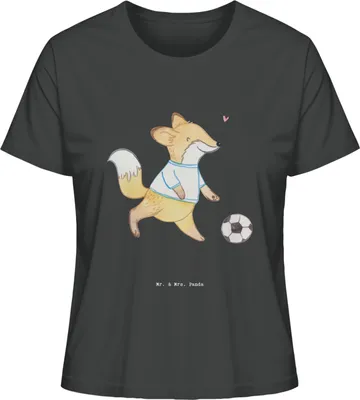 Produktbild von Mr. & Mrs. Panda Jersey Shirt Damen Fuchs Fußball spielen Größe S - Anthrazit - Geschenk, Basic, Oberteil, T-Shirt Kurzarm, Fußballmannschaft, Turnier, Fußballverein