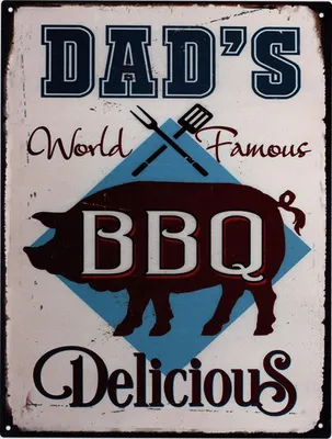 Produktbild von Moritz Deko Blechschild Dad´s BBQ Schwein 25 x 33 cm Metallschild Retro Vintage