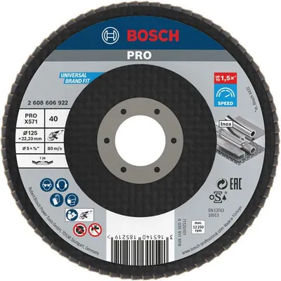 Produktbild von PRO X571 Fächerschleifscheibe, abgewinkelt, 125 mm, K40