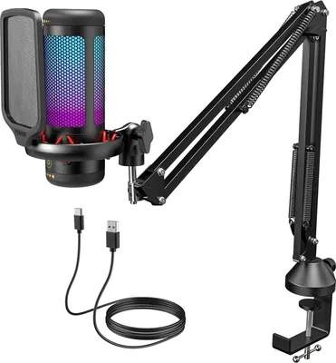 Produktbild von TONOR Mikrofon TONOR TC310 RGB-Gaming-Mikrofon mit Mikrofonarm