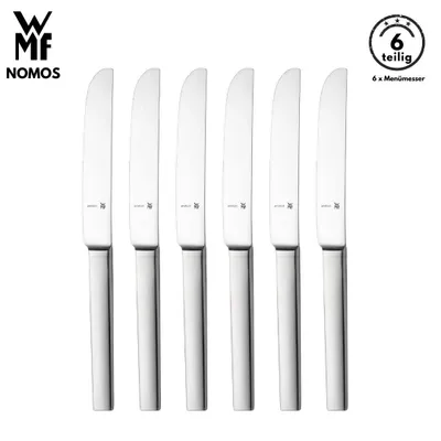 Produktbild von WMF Nomos Menümesser , 6-teilig, Cromargan® Edelstahl, geschmiedete Klinge, spülmaschinenfest, Tafelmesser, Messerset, Messer, Besteck set