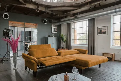 Produktbild von KAWOLA Sofa MALTA Ecksofa Stoff cognac mit motorischer Relaxfunktion und Kopfstütze Recamiere rechts