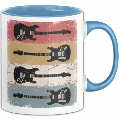 Produktbild von Gitarre Musik Retro Musiker Gitarrist Tasse Geschenk Lustige Geschenkidee Spruch (Blau)