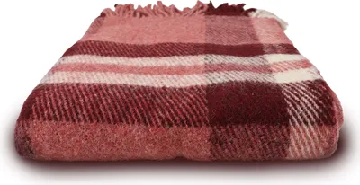 Produktbild von Fair De Luxe Wollmixdecke 70 %  Wolle & 30 % Polyamid | wärmende Wohndecke/Plaid vielseitig einsetzbar | Rosarot kariert