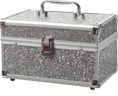 MARELIDA® Schmuckkoffer in Silber mit Glitzeroptik | Premium Schmuckkästchen für Schmuck