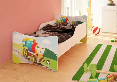 Produktbild von Best for Kids Kinderbett 70x140 cm mit Matratze und Rausfallschutz Lokomotive