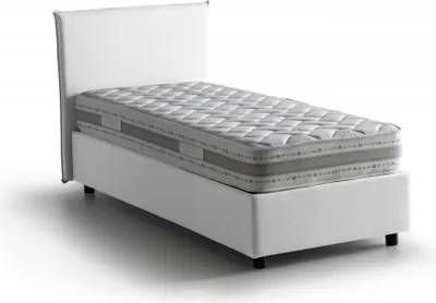 Produktbild von Einzelbett Dban, Containerbett mit Stoffbespannung, 100%  Italy, Frontöffnung, mit Matratze Cm 90x190 enthalten, Weiß