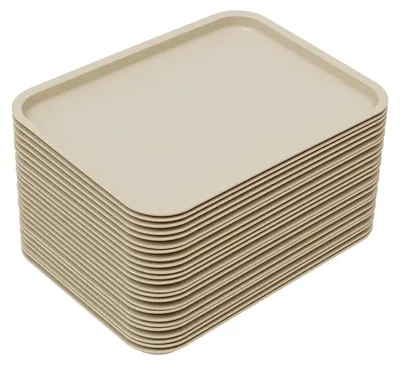 Produktbild von Serviertablett Set - Kantinentabletts - 24 Stück - Stapelbar - ABS Kunststoff - Für Restaurant Küche Mensa - Khaki