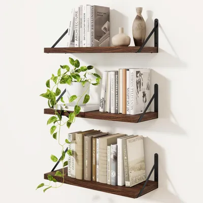 Produktbild von Wandregale 40 cm, 3er-Set, Walnuss, für Wohnzimmer