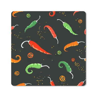 Produktbild von MuchoWow® Mauspad Mousepad Paprika - Muster - Saatgut 20x20 cm - Mousepads - Maus Mat - Pad - Mausunterlage - Desk Mat - Bureauartikeln