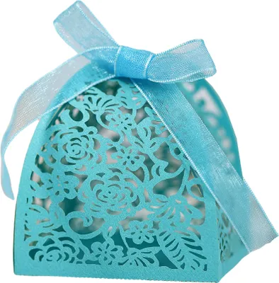 Produktbild von 50 Pack Laser Cut Rosen Hochzeit Gunst Boxen, Mini Geschenk-Boxen Für Bridal Shower Jahrestag Geburtstag Party Hochzeit Gunst