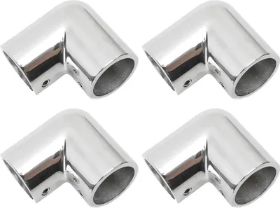 Obrázek produktu pro 4PCS 2 Way 90 Degree Boat Hand Rail Fitting 25mm ID 316 Stainless Steel Elbow Pipe Joint Connector for Ship Yacht