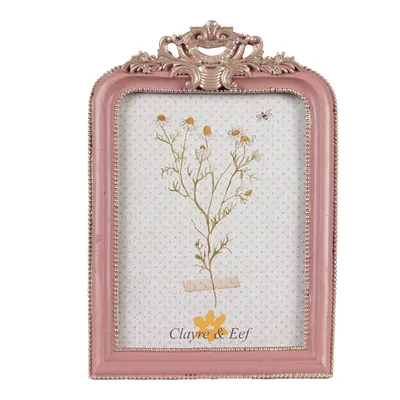 Image de Cadre photo Clayre & Eef 10x15 cm rose en polyrésine