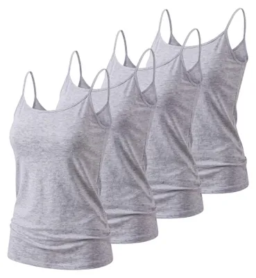 Produktbild von Trägertop 4er Set Damen Sommertop 34-42 Basic Top Spaghettiträger Stretch Top