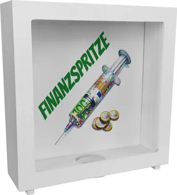 Produktbild von Finanzspritze Geldgeschenk Rahmen Spardose aus Holz
