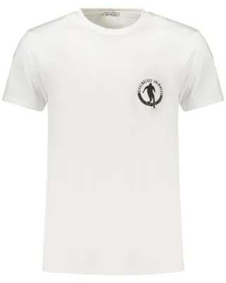 Produktbild von Weißes Herren Kurzarm-T-Shirt mit Rundhals und modernem Logo-Druck