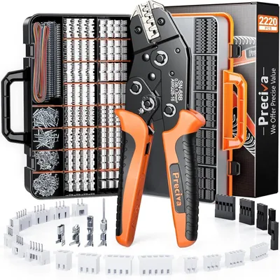 Immagine prodotto di Set di pinze a crimpare, 2220 pezzi, per connettori e terminali non isolati da 0,08 a 1,5 mm², compatibili con standard ATX, EPS, PCIE, SATA