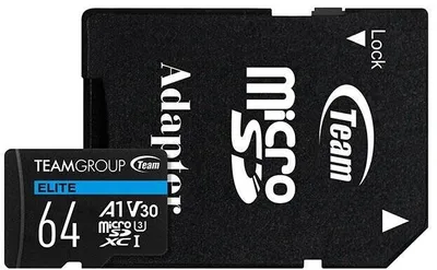 Productafbeelding van Team TEAUSDX64GIV30A103 Elite A1 Micro SDXC UHS-I U3 A1 V30 microSDXC geheugenkaart, 64 GB, UHS-II