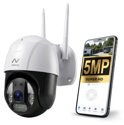 Zdjęcie produktu dla Netberg GY001, zewnętrzna kamera monitorująca 5MP, WiFi, dwukierunkowa transmisja audio, podwójna detekcja, alarm dźwiękowy, PTZ, ONVIF 5MPx