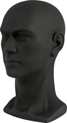 Produktbild von Mannequinkopf - Perückenkopf - Männlich - 30 cm - Kunststoff - Für Perücken, Hüte und Schmuck - Mattschwarz