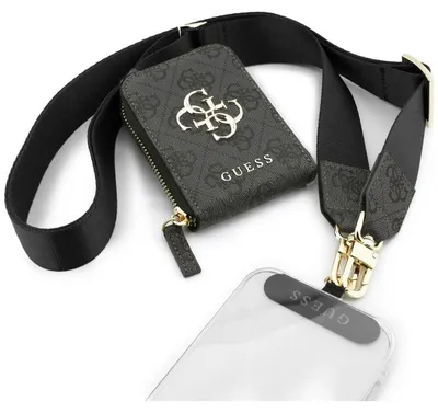 Obrázek produktu pro Univerzální kabelka Guess 4G Metal Logo Crossbody s popruhem na telefon - malá - šňůrka/popruh přes rameno s peněženkou na telefon (černá)