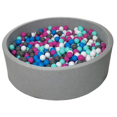Produktbild von Bällebad für Kinder, ca. 125 cm + 900 Bälle weiß, blau, pink, grau, türkis