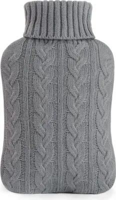 Produktbild von Wärmflasche 2L mit weichem Premium-Strickbezug, angenehm warm und komfortabel, Farbe: Grau