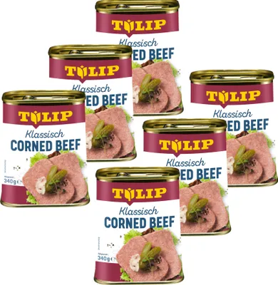 Produktbild von TULIP 6x 340g Corned Beef Delikatesse in Konservendose Proteinquelle Rindfleisch