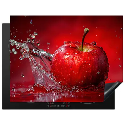 Produktbild von KitchenYeah© Herdabdeckplatte Apfel - Spritzer - Wasser - Rot , 77x59cm, Küche Deko, Glaskeramikkochfeld Herdabdeckung, Abdeckplatte fùr Kochfeld