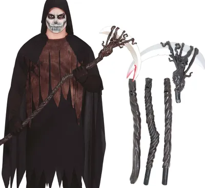 Immagine prodotto di Halloween Scythe Dark Slayer Scary Reaper Costume Prop Scythe Scary Party Decoration Accessory Scary Theme Party Item, Colore: Argento