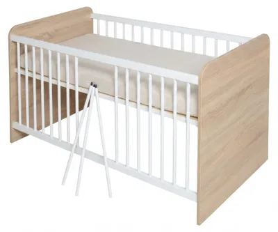 Produktbild von Babybett Eiche Sonoma weiss Nachbildung Kinderbett 78 x 82 x 143 #2728