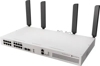 Zdjęcie produktu dla Mikrotik CRS418-8P-8G-2S+5axQ2axQ-RM, L2/L3, Gigabit Ethernet (10/100/1000), Obsługa PoE, Możliwości montowania w stelażu, 1U