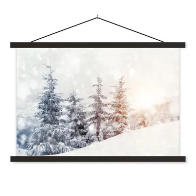 Produktbild von MuchoWow® Textilposter Baum - Schnee - Winter 150x100 cm mit schwarzem Rahmen - Schlafzimmer