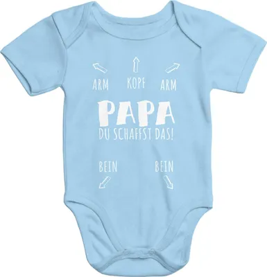 Produktbild von Baby Body Papa du schaffst das kurzarm lustiger Baumwolle Junge Mädchen Moonworks® hellblau 3-6 Monate